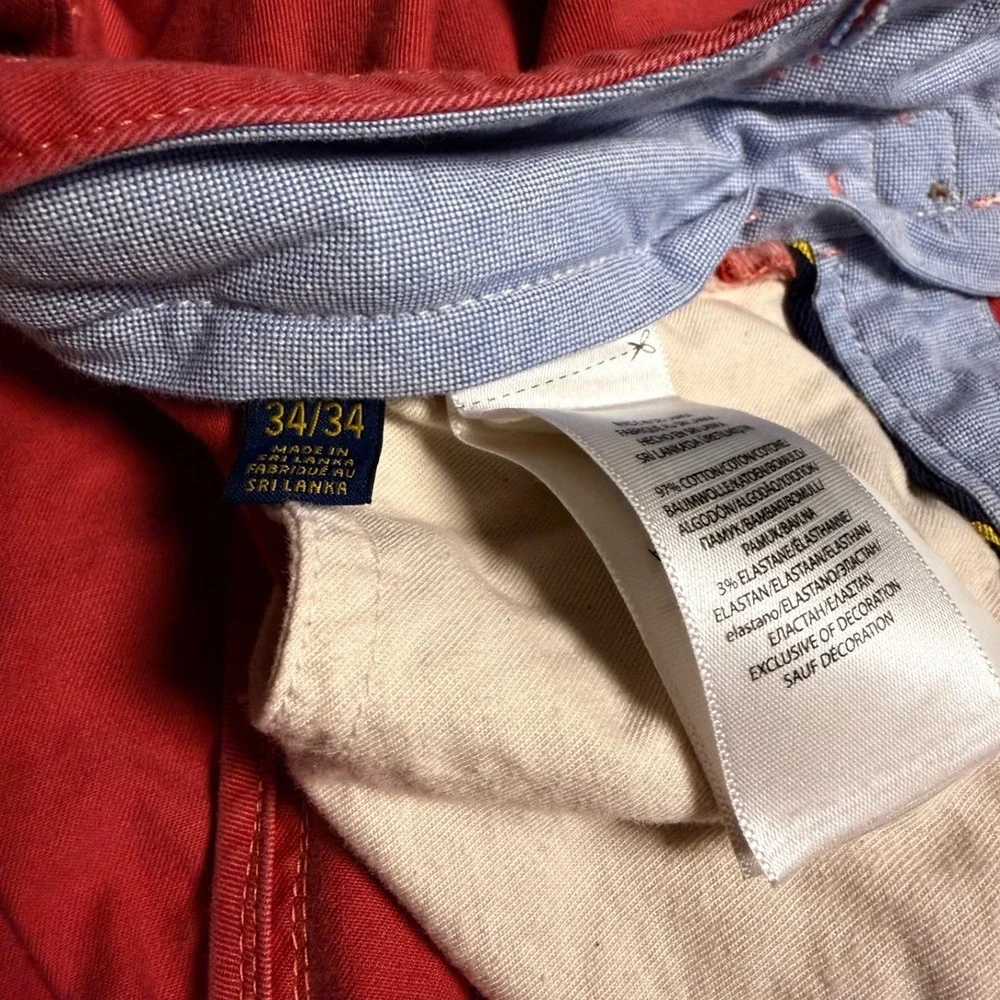 Polo Ralph‎ Lauren Mens Pink Stretch Straight Fit Chino Pants 34x34